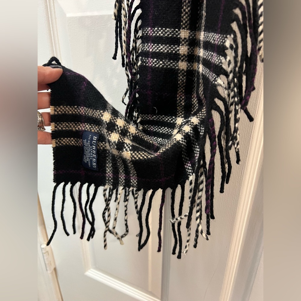 Authentic Burberry London Nova Check Fringe Scarf Wool, Angora & Cashmere EUC